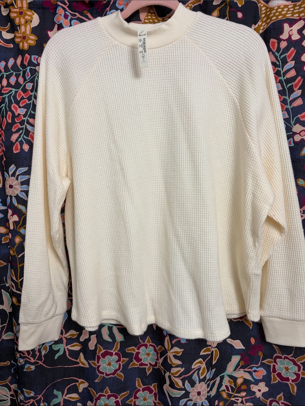 Madewell Mockneck Cream Waffle Knit